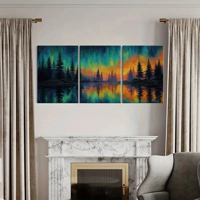 3pcs Forest Reflection Abstract Landscape Metal Print Ready to Hang Art