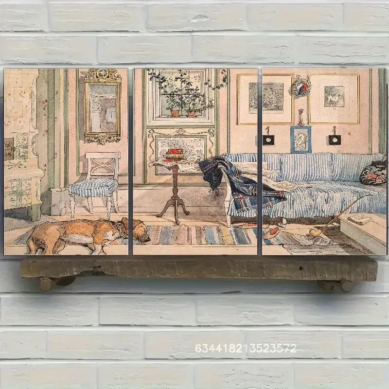 3pcs Bohemian Decor Prints Neutral Toned Metal Print Ready to Hang Art