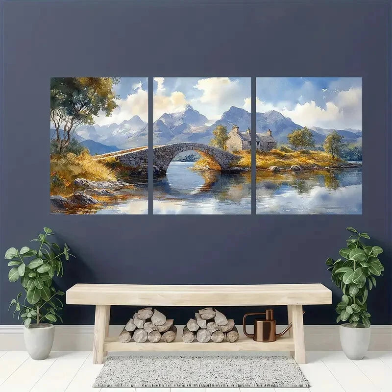 3pcs Scotland Painting Watercolor Isle of Skye Metal Print Ready to Hang Art