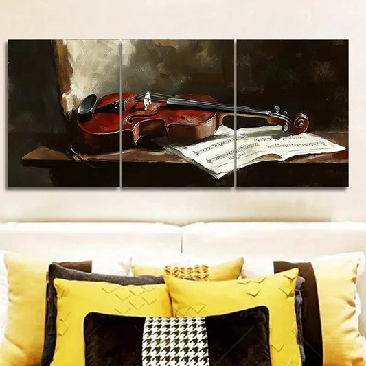 3pcs On The Theme Of Piano and Music Metal Print Ready to Hang Art