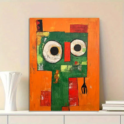 Abstract Painting with An Orange Background Painting 40x60cm Metal Print Ready to Hang