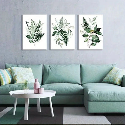 3pcs Boho Vegetation Sage Green Botanical Metal Print Ready to Hang Art