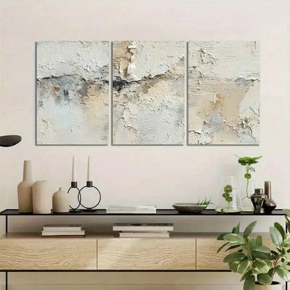 3pcs Neutral Color Palette Oil Painting Metal Print Ready to Hang Art