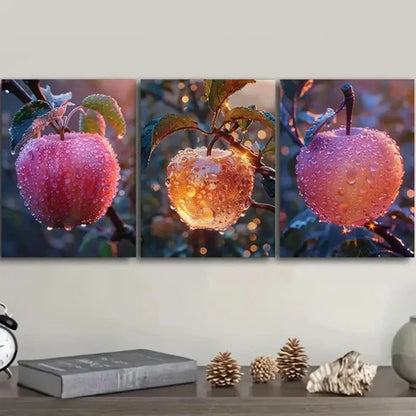 3pcs Modern Contemporary Apple Wall Art Set Canvas Unframed - High Quality Print 100% Australian Made Wall Canvas
