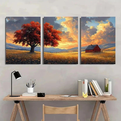 3pcs American He Cartland Landscape Perfect Wall Art Set Canvas Framed 40x60cm - High Quality Print 100% Australian Made Wall Canvas Ready to Hang