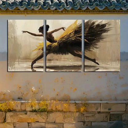 3pcs Vibrant Ballet Dancer Illustration Metal Print Ready to Hang Art