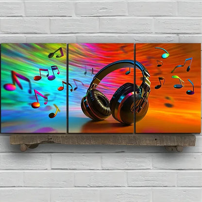 3pcs Music Headphone Pictures Metal Print Ready to Hang Art