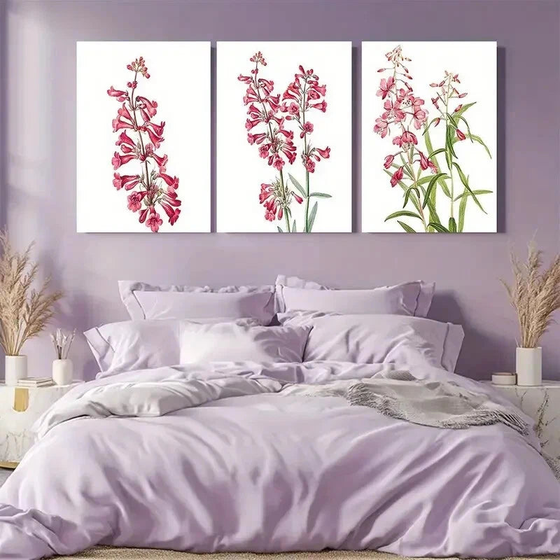 3pcs Pink Botanical Print Redouté Floral Art Metal Print Ready to Hang Art