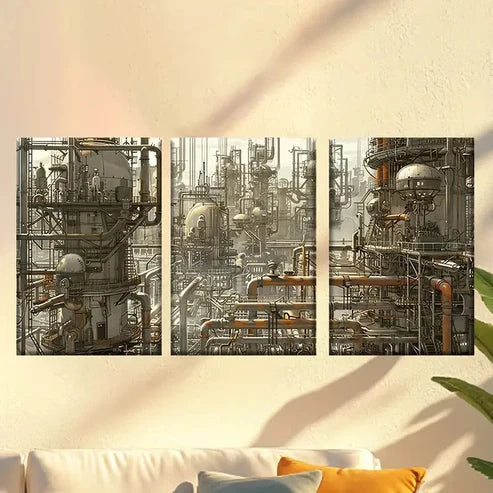 3pcs Conceptual with Industrial Aesthetic Wall Art Canvas Unframed - High Quality Print 100% Australian Made Wall Canvas