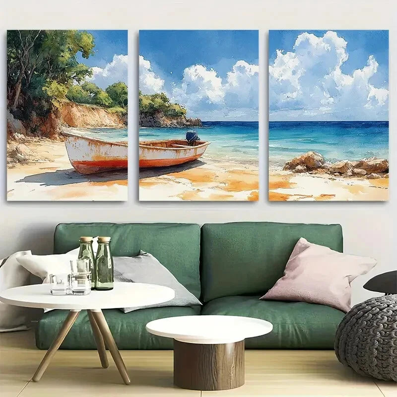 3pcs Ramena, Madagascar Watercolor Vacation Metal Print Ready to Hang Art