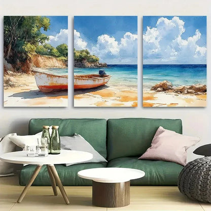 3pcs Ramena, Madagascar Watercolor Vacation Metal Print Ready to Hang Art