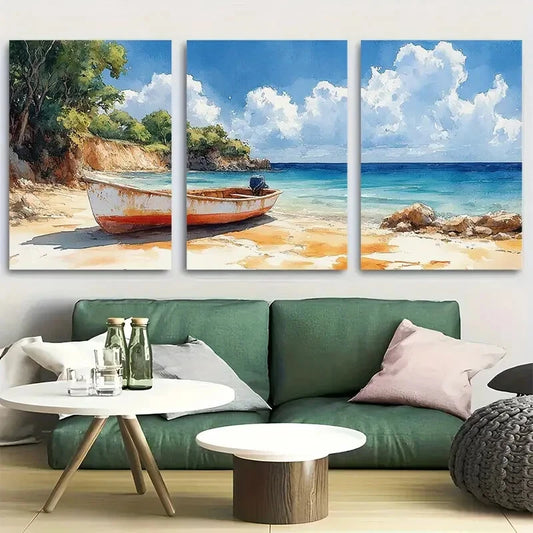 3pcs Ramena, Madagascar Watercolor Vacation Metal Print Ready to Hang Art
