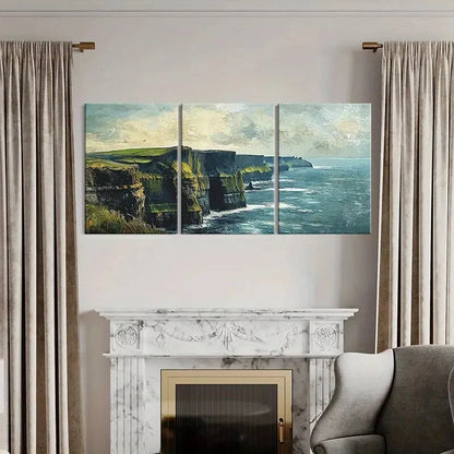 3pcs Artistic Ocean Cliffs Landscape Coastal Metal Print Ready to Hang Art