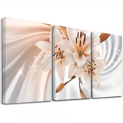 3pcs Lily Wall Art Botanical Canvas Framed 40x60cm - High Quality Print 100% Australian Made Wall Canvas Ready to Hang