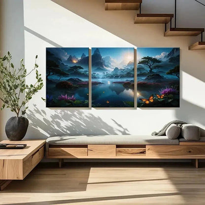 3pcs Landscape Art with Mountains Lakes Wall Art Set Canvas Framed 40x60cm - High Quality Print 100% Australian Made Wall Canvas Ready to Hang