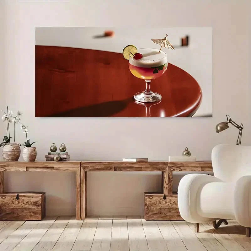 Garnished Cocktail Glass wall canvas office home room framed 120x60cm - Bella Home Decor