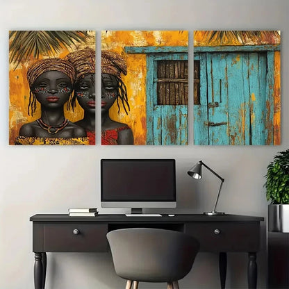 3pcs Benin African Art Giclee Beautiful Print Metal Print Ready to Hang Art