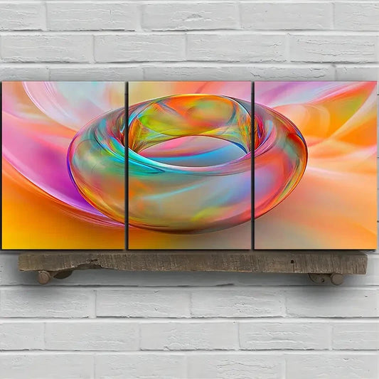 3pcs Beautiful Lines Colourful Fantasy Metal Print Ready to Hang Art