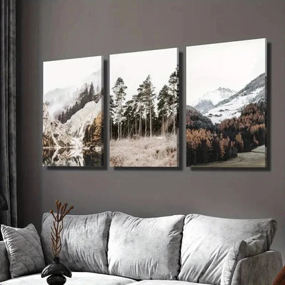 3pcs Beautiful Forest Trail with Pine Trees Wall Art Set Canvas Framed 40x60cm - High Quality Print 100% Australian Made Wall Canvas Ready to Hang