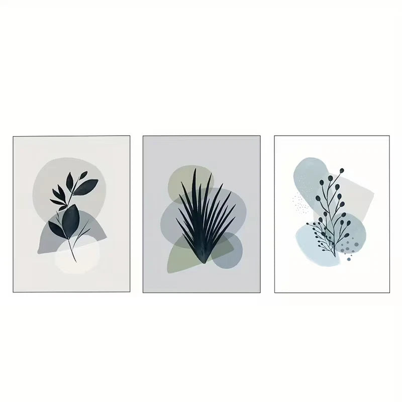 3pcs Muted Tones Of Modern Plant Life  Wall Art Set Canvas Framed 50x70cm - High Quality Print 100% Australian Made Wall Canvas Ready to Hang