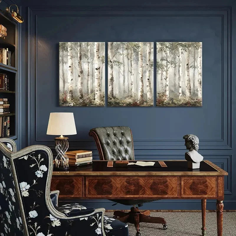 3pcs Watercolor Forest Art Birch Trees Nature SceneMetal Print Ready to Hang Art