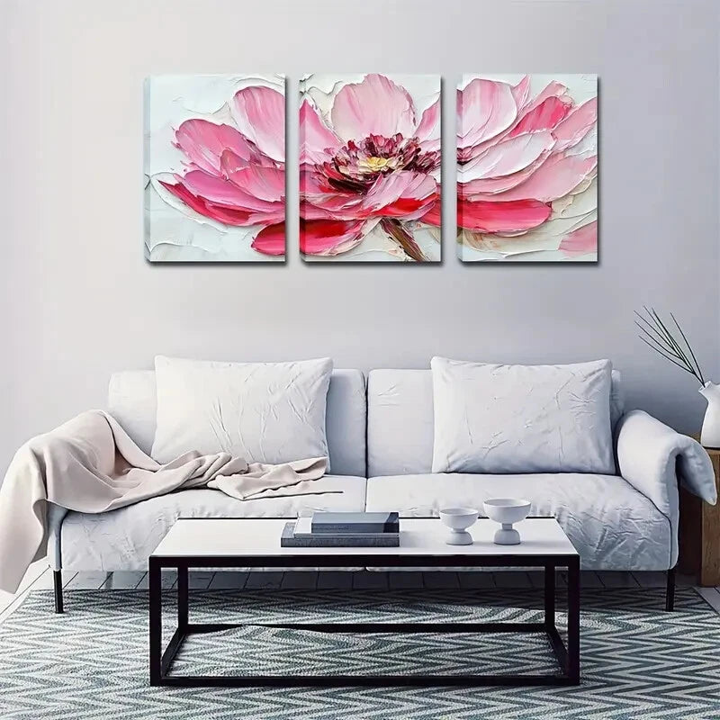 3pcs Elegant Pink Peony Modern Décor Perfect Wall Art Set Canvas Framed 40x60cm - High Quality Print 100% Australian Made Wall Canvas Ready to Hang