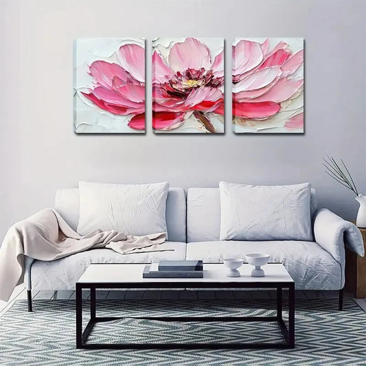 3pcs Elegant Pink Peony Modern Décor Perfect Wall Art Set Canvas Framed 40x60cm - High Quality Print 100% Australian Made Wall Canvas Ready to Hang