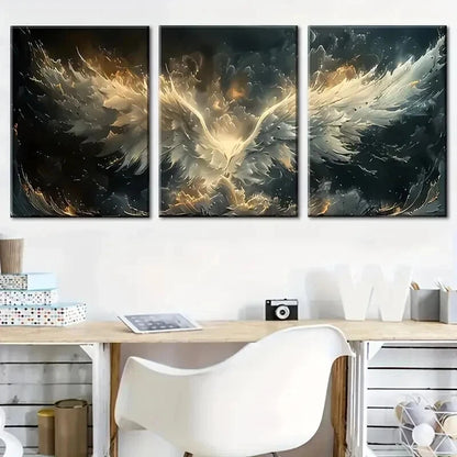 3pcs Nordic Wind Angel Wings Triptych Wall Art Set Canvas Framed 40x60cm - High Quality Print 100% Australian Made Wall Canvas Ready to Hang