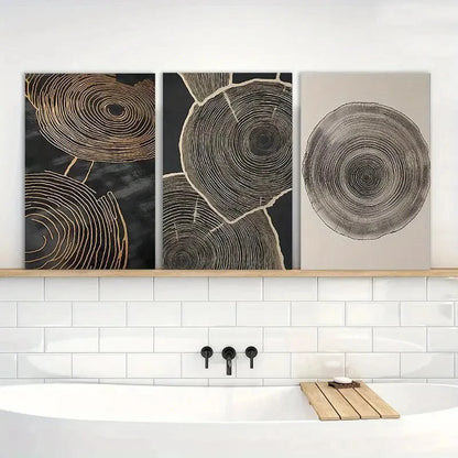 3pcs Tree Ring Nature-Inspired Decor Metal Print Ready to Hang Art