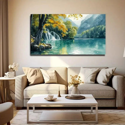 Modern Minimalist Lakeside Tree Wall Art Canvas Office Home Room Framed 120x60cm