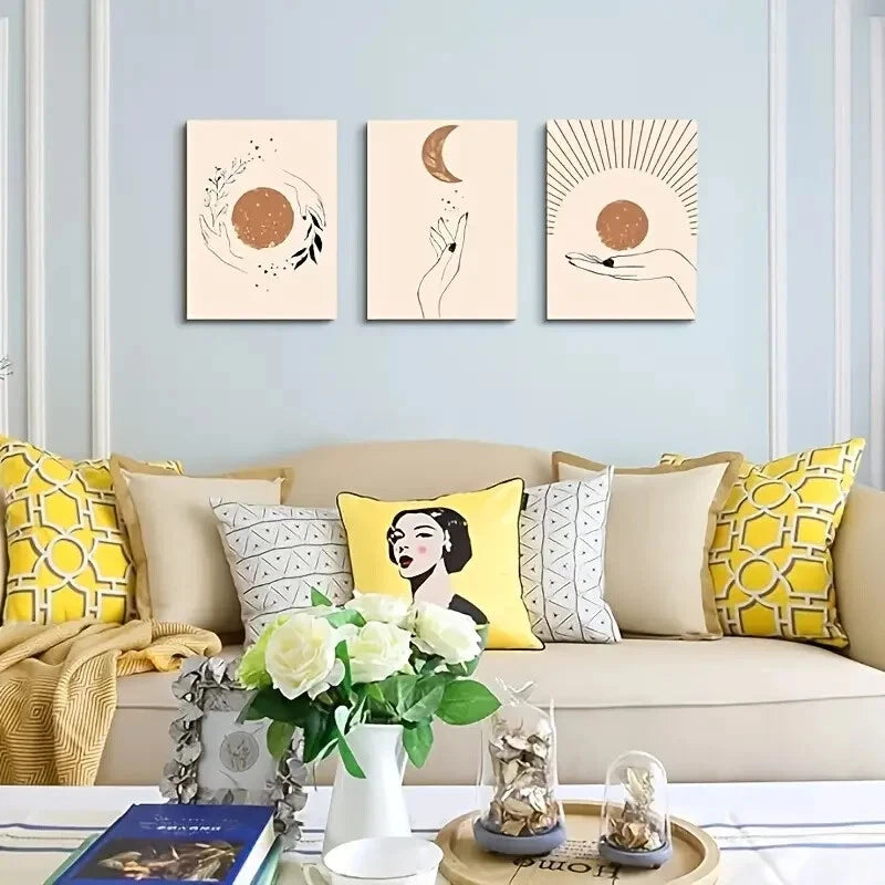 3pcs Minimalist Abstract Metal Print Ready to Hang Art