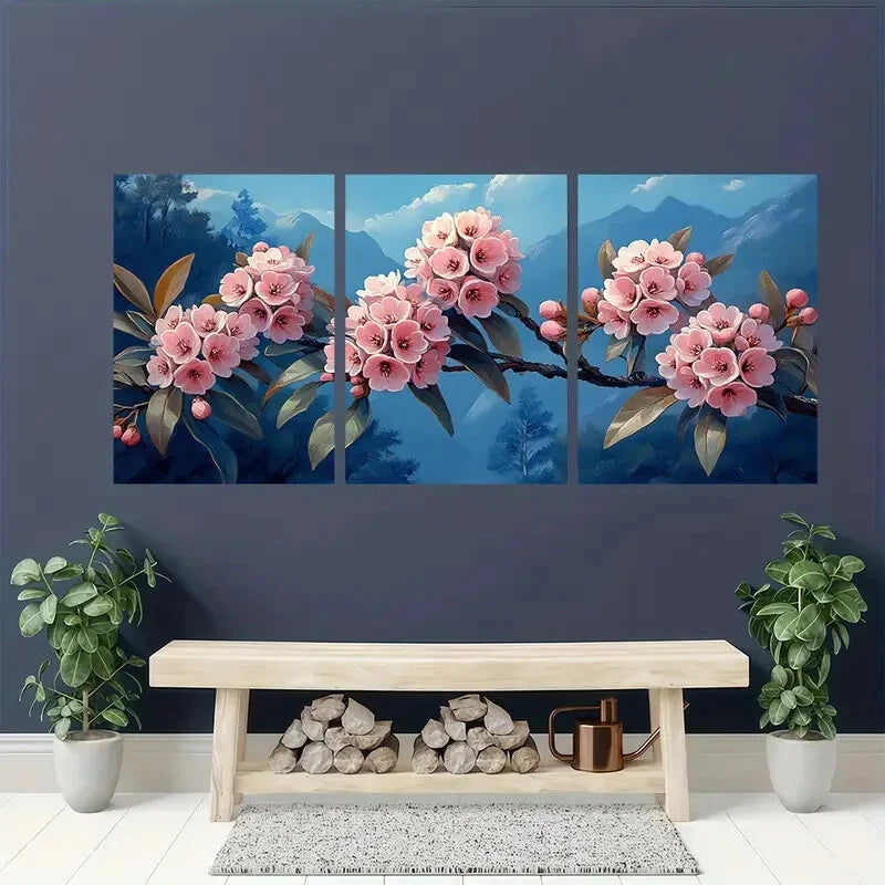 3pcs Mountain Laurel Flower Art Nature Art Metal Print Ready to Hang Art