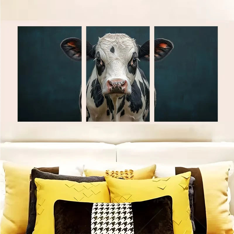 3pcs Holstein Friesian Cow Design Metal Print Ready to Hang Art