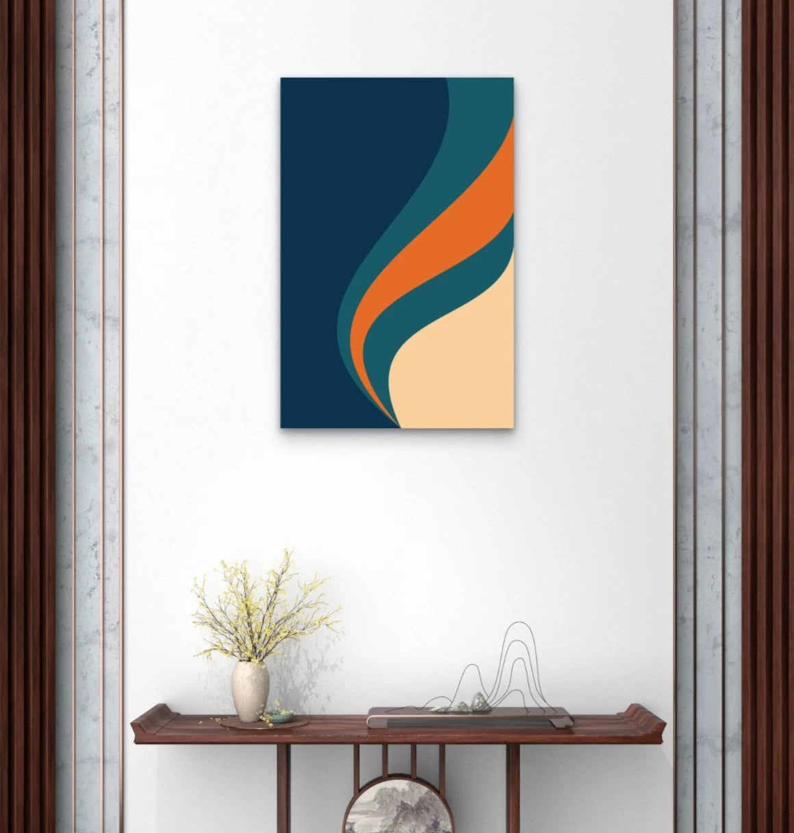 Mid-Century Modern Retro Wave Abstract 40x60cm Metal Print Ready to Hang