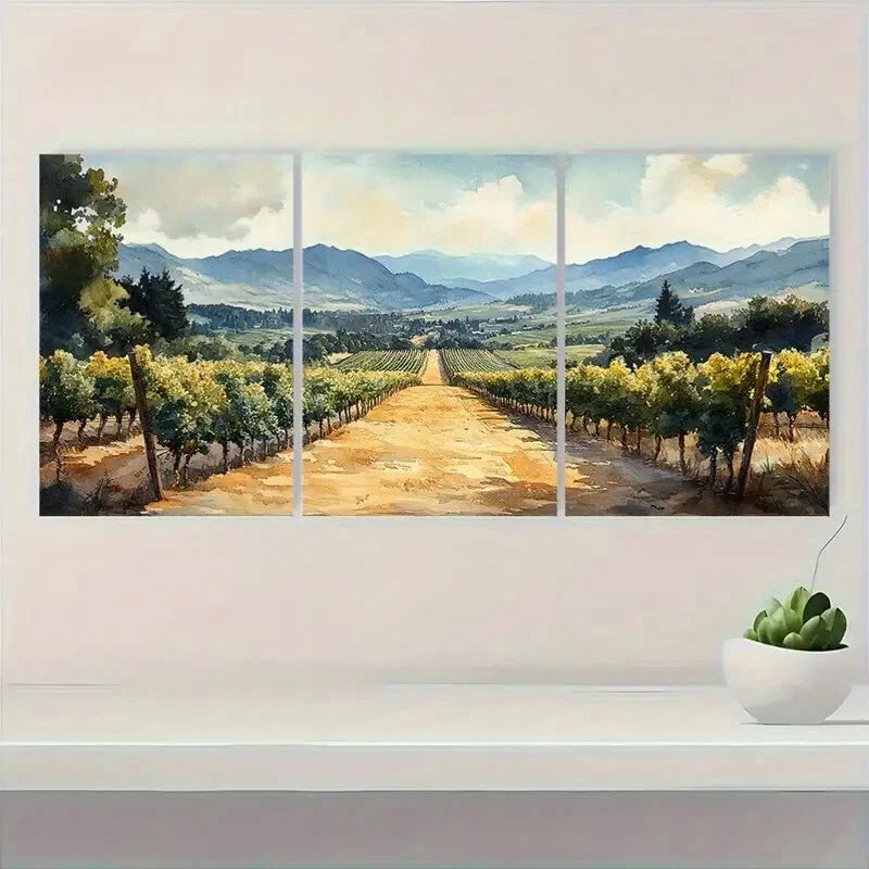 3pcs Oregon Landscape with Lush Greenery Metal Print Ready to Hang Art