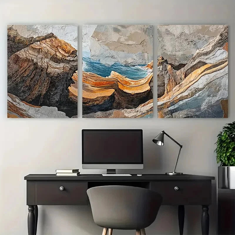 3pcs Hawaii Na Vibrant Blue Ocean & Rocky Cliffs Wall Art Set Canvas Framed 50x70cm - High Quality Print 100% Australian Made Wall Canvas Ready to Hang