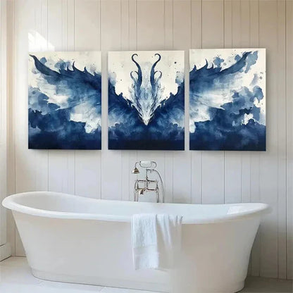 3pcs Abstract Blue Dragon Majestic Perfect Wall Art Canvas Unframed – High Quality Print 100% Australian Made Wall Canvas