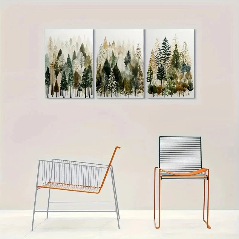 3pcs Abstract Forest Nature Scenery Metal Print Ready to Hang Art