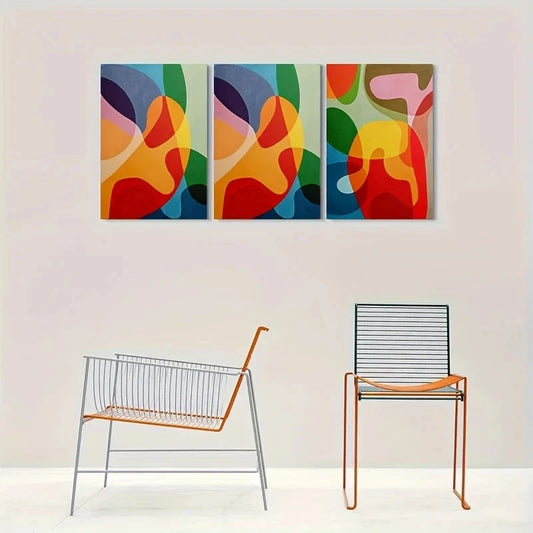 3pcs Abstract Colorful Vibrant Metal Print Ready to Hang Art