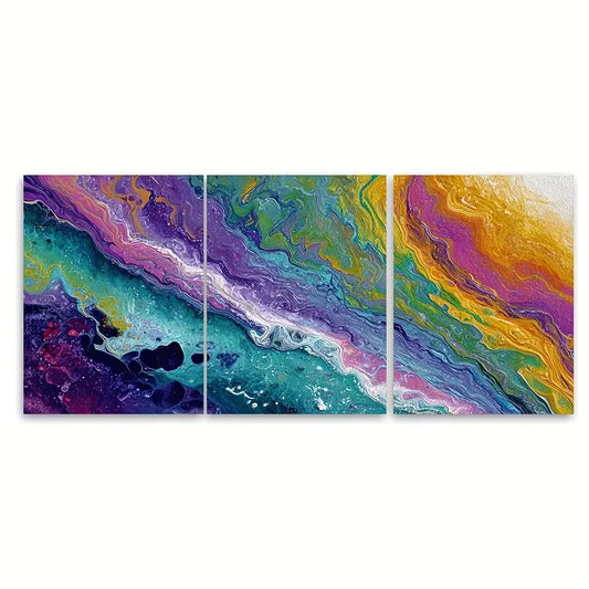 3pcs Colour Fall Abstract Metal Print Ready to Hang Art