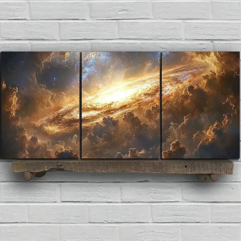 3pcs Vibrant Sunset Sky and Clouds Metal Print Ready to Hang Art