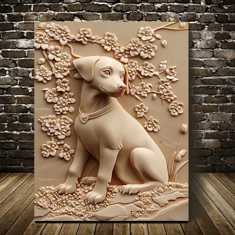 Featuring a Hound Sitting Among Sanogawa Painting 40x60cm Metal Print Ready to Hang