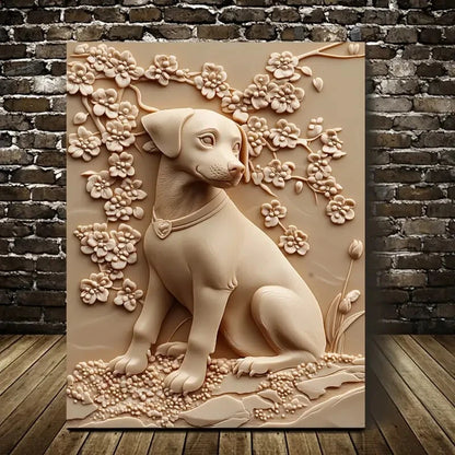 Featuring a Hound Sitting Among Sanogawa Painting 40x60cm Metal Print Ready to Hang