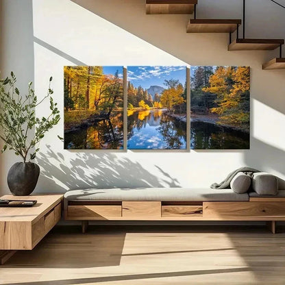 3pcs Forest Woods & Lake Modern Wall Art Set Canvas Framed 40x60cm - High Quality Print 100% Australian Made Wall Canvas Ready to Hang