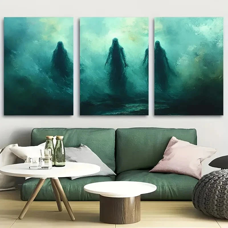 3pcs Victorian Spectral Figures Impressionism Metal Print Ready to Hang Art