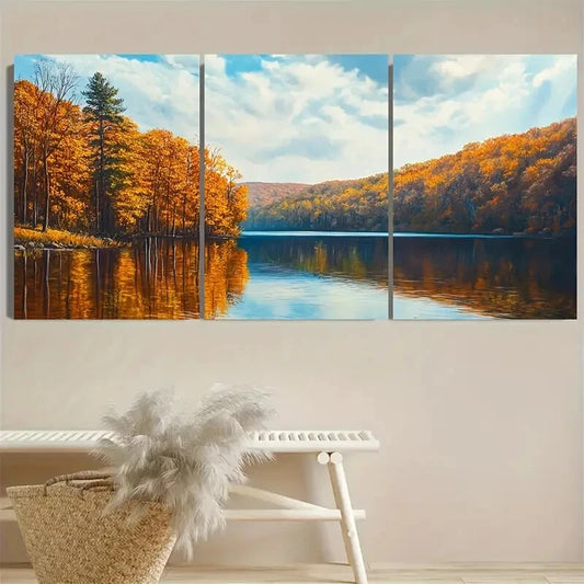 3pcs Laurel Lake Pennsylvania Lake House Metal Print Ready to Hang Art
