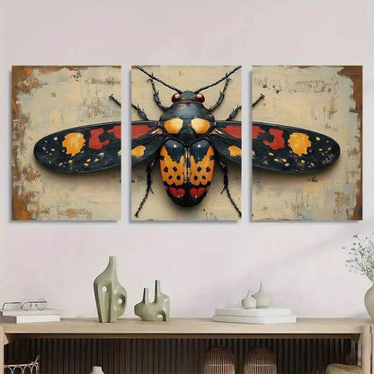 3pcs Vintage Inspired Insect Illustration Metal Print Ready to Hang Art