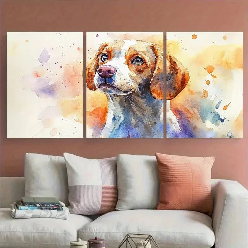 3pcs Vibrant Dog Portrait Pet Memorial Puppy Metal Print Ready to Hang Art
