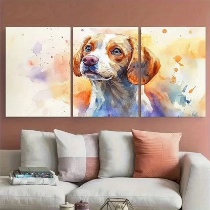 3pcs Vibrant Dog Portrait Pet Memorial Puppy Metal Print Ready to Hang Art