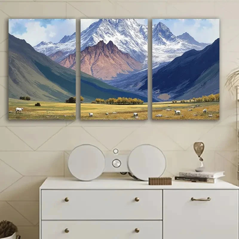 3pcs Mountain Range Landscape Wall Art Set Canvas Framed 60x90cm - High Quality Print 100% Australian Made Wall Canvas Ready to Hang